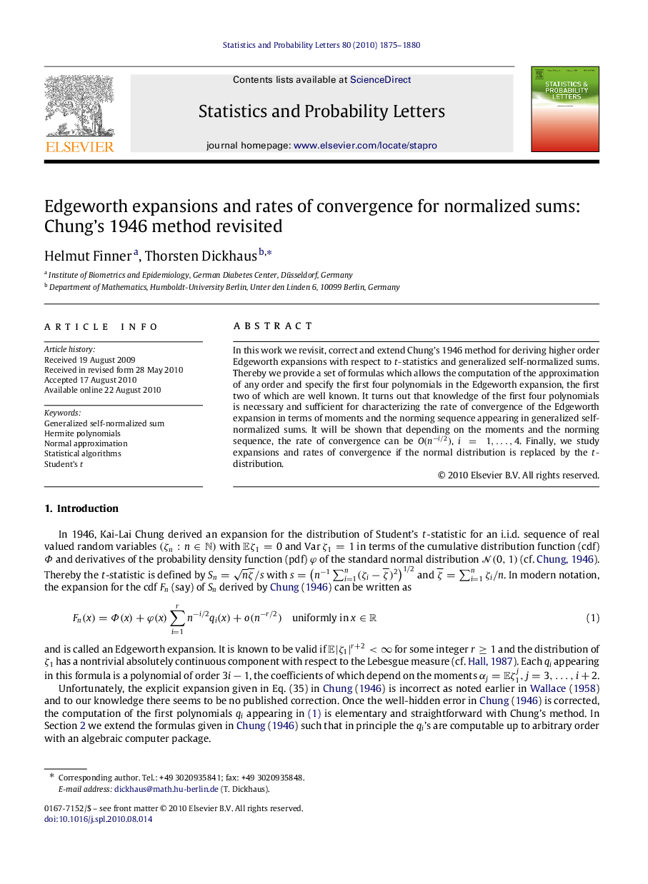 Edgeworth expansions and rates of convergence for normalized sums: Chung’s 1946 method revisited