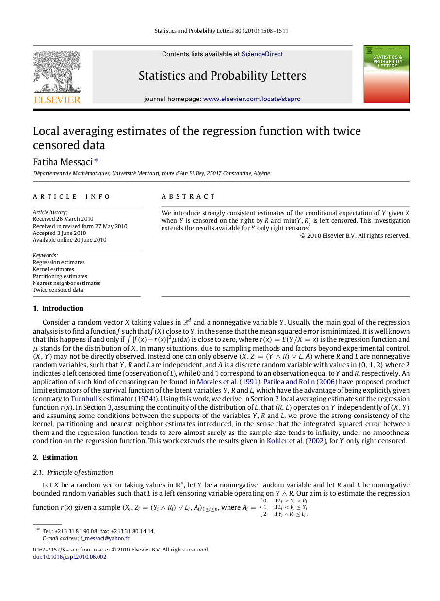 Local averaging estimates of the regression function with twice censored data