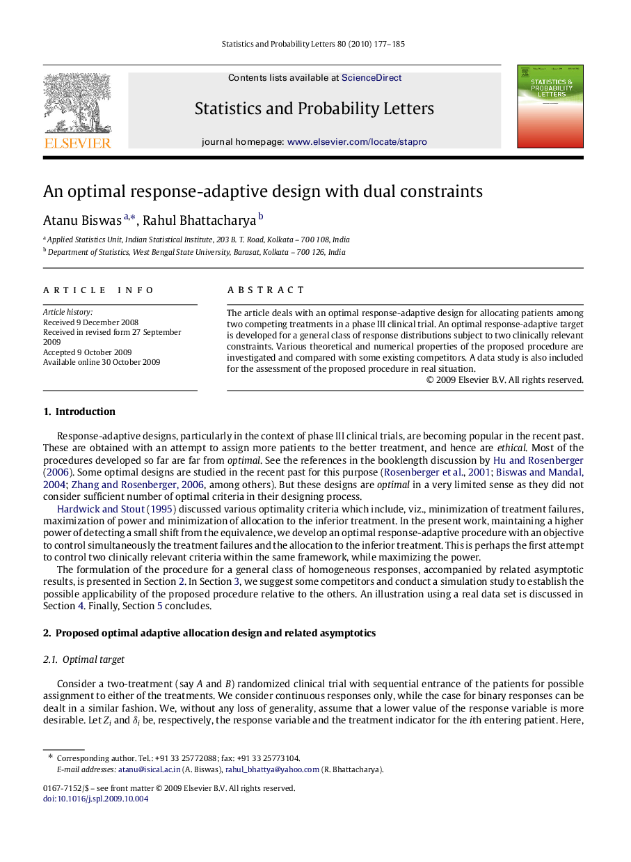 An optimal response-adaptive design with dual constraints