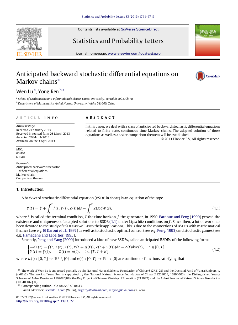 Anticipated backward stochastic differential equations on Markov chains 