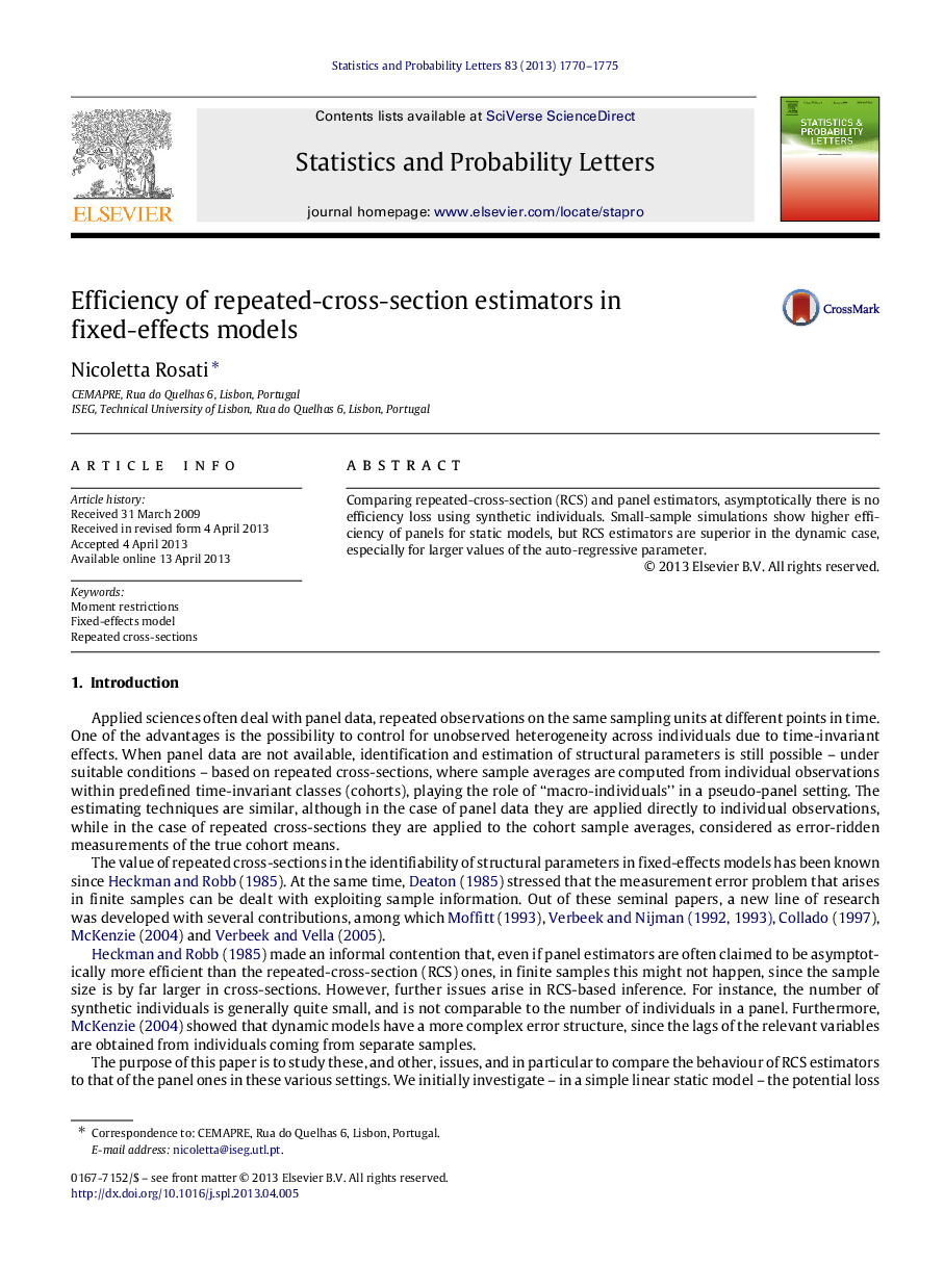 Efficiency of repeated-cross-section estimators in fixed-effects models