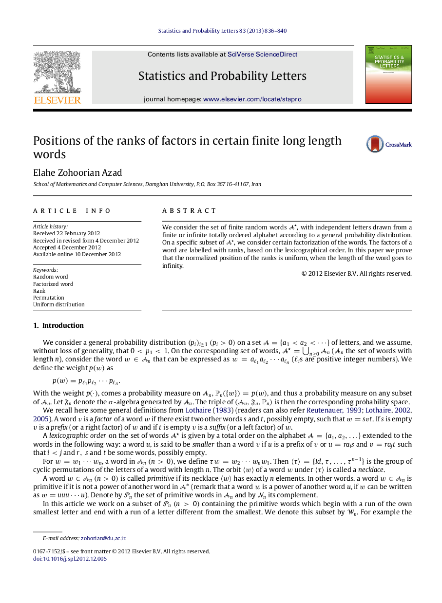 Positions of the ranks of factors in certain finite long length words