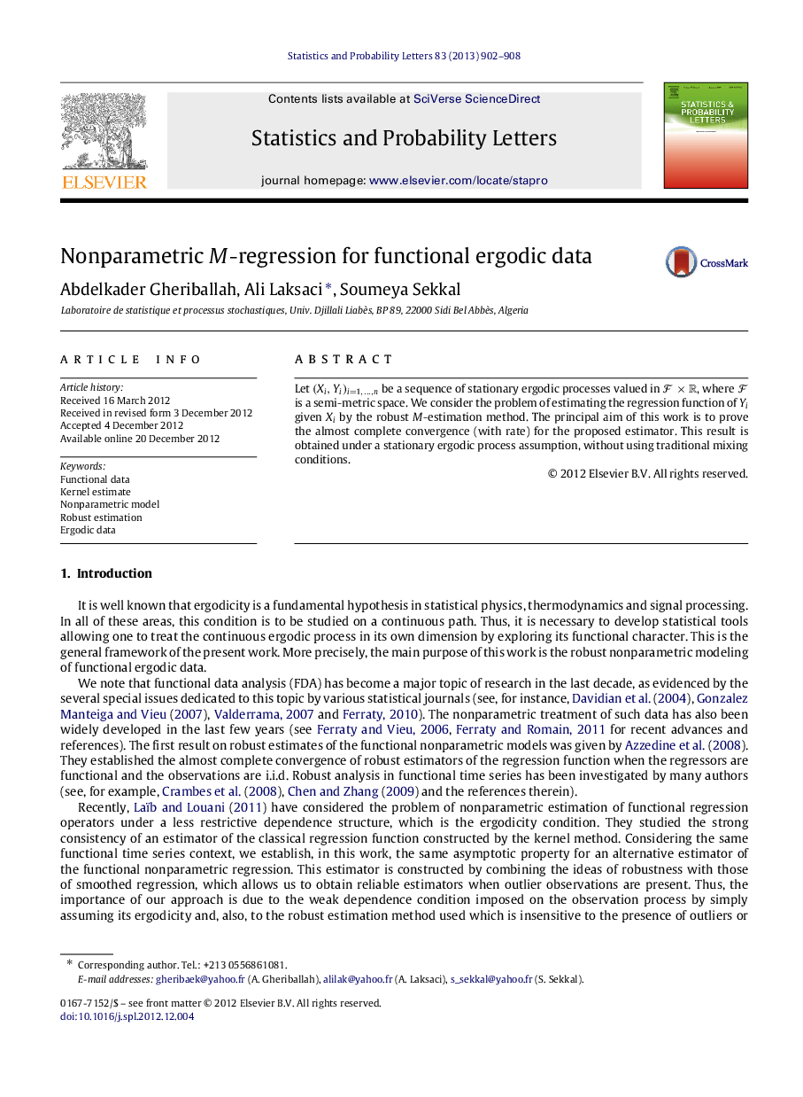 Nonparametric M-regression for functional ergodic data