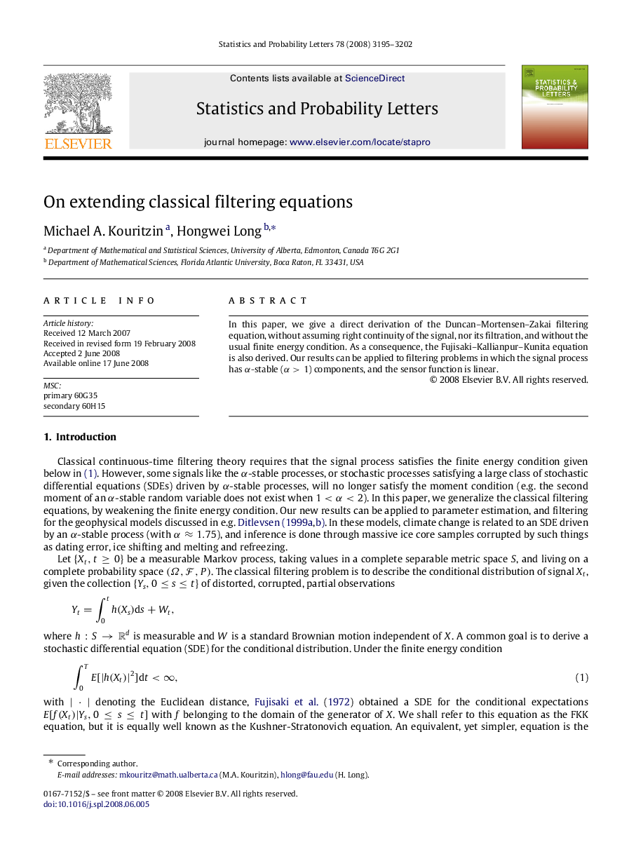 On extending classical filtering equations