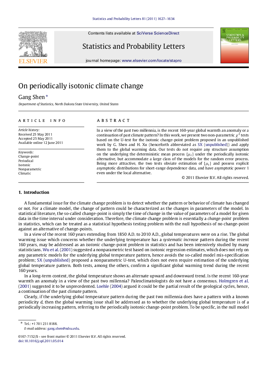 On periodically isotonic climate change