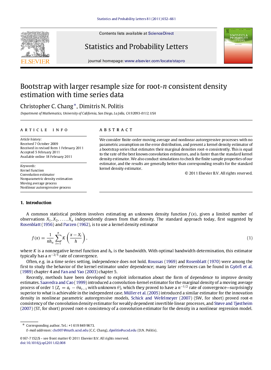 Bootstrap with larger resample size for root-n consistent density estimation with time series data