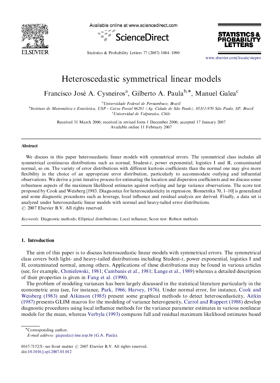 Heteroscedastic symmetrical linear models