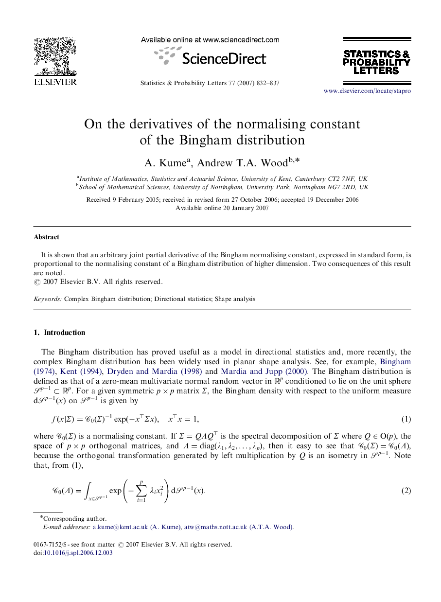 On the derivatives of the normalising constant of the Bingham distribution