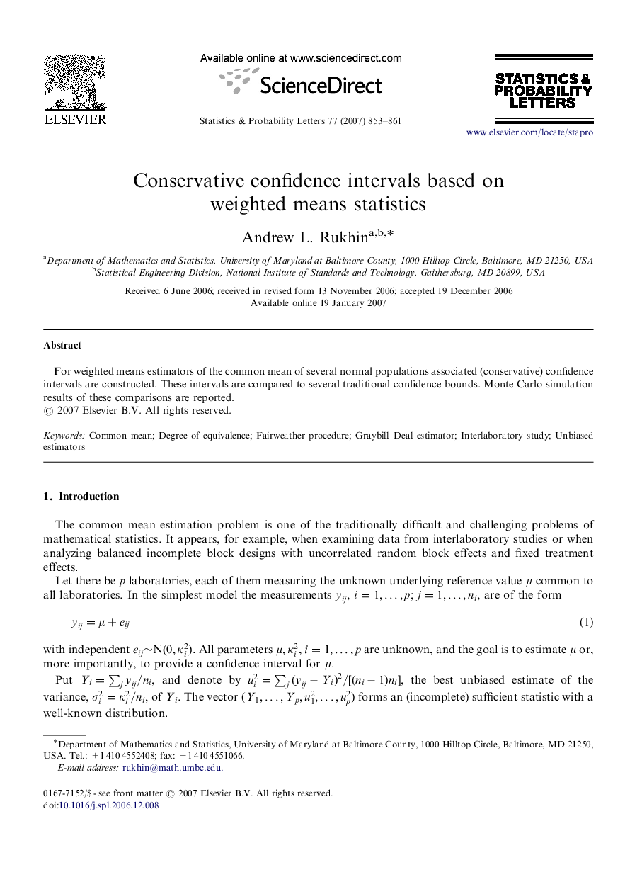 Conservative confidence intervals based on weighted means statistics