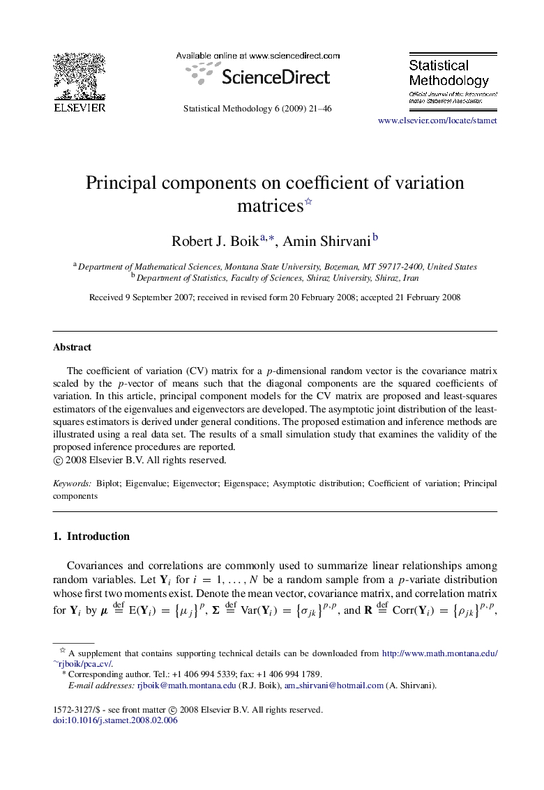 Principal components on coefficient of variation matrices 