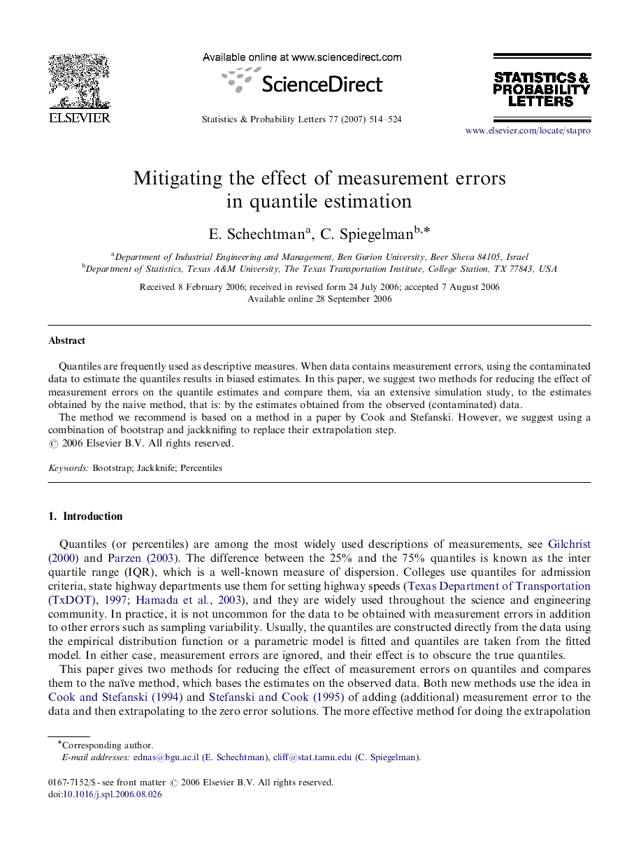 Mitigating the effect of measurement errors in quantile estimation