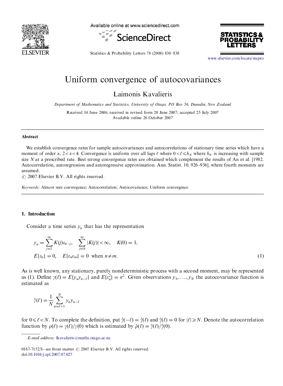 Uniform convergence of autocovariances