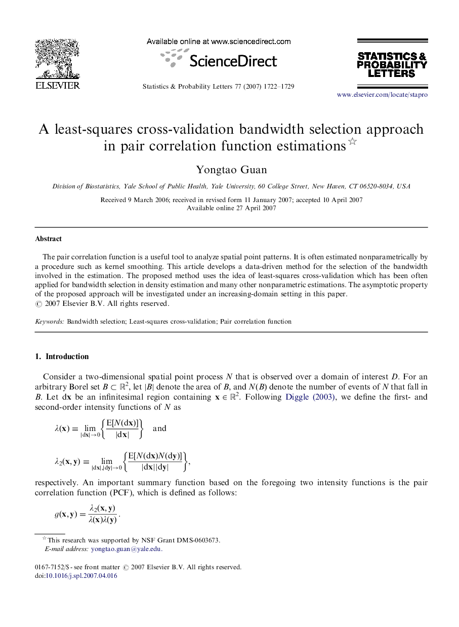 A least-squares cross-validation bandwidth selection approach in pair correlation function estimations 