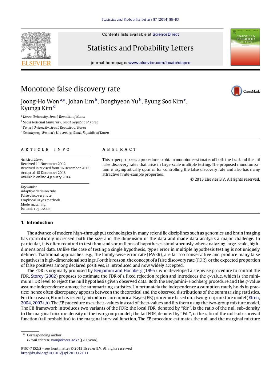 Monotone false discovery rate