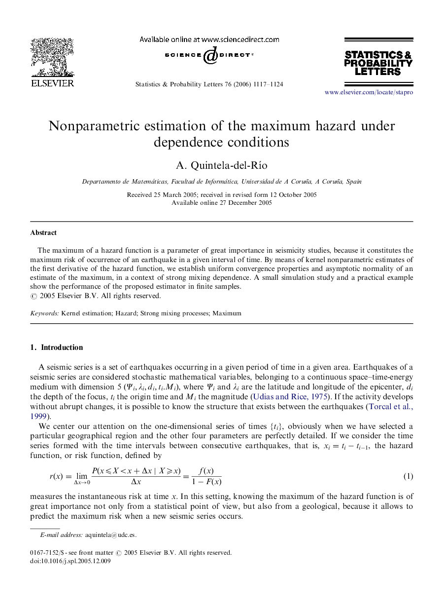 Nonparametric estimation of the maximum hazard under dependence conditions