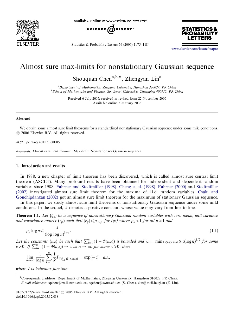 Almost sure max-limits for nonstationary Gaussian sequence