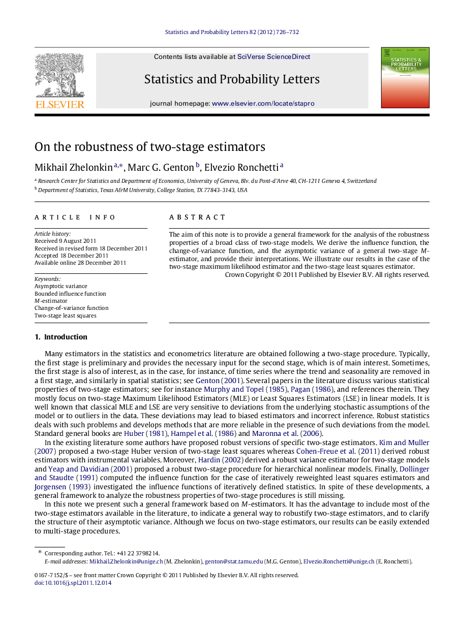 On the robustness of two-stage estimators