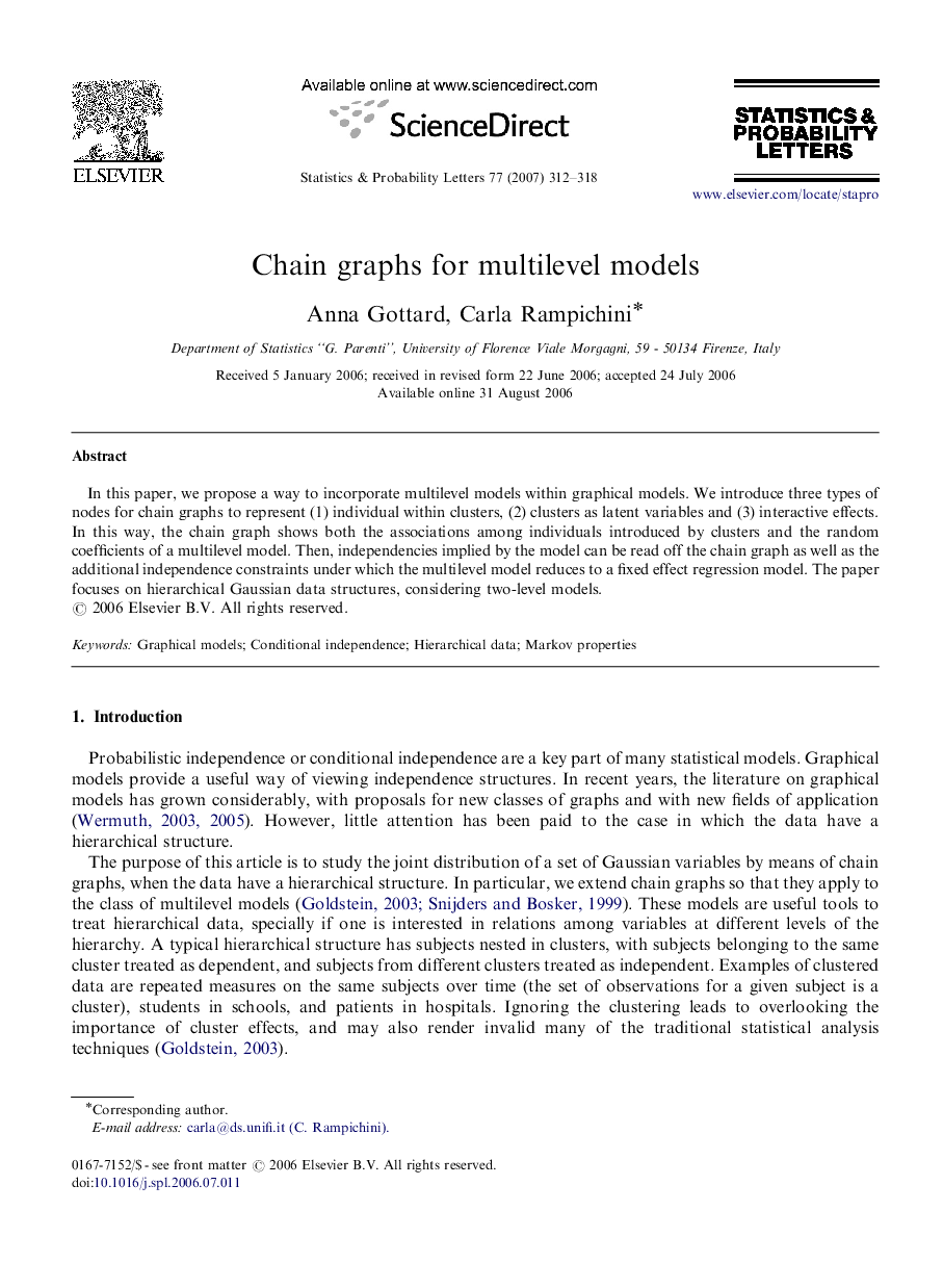 Chain graphs for multilevel models