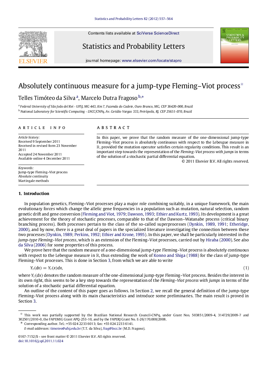 Absolutely continuous measure for a jump-type Fleming–Viot process 