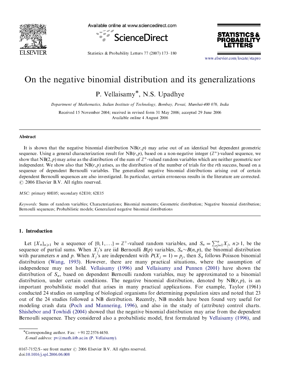 On the negative binomial distribution and its generalizations