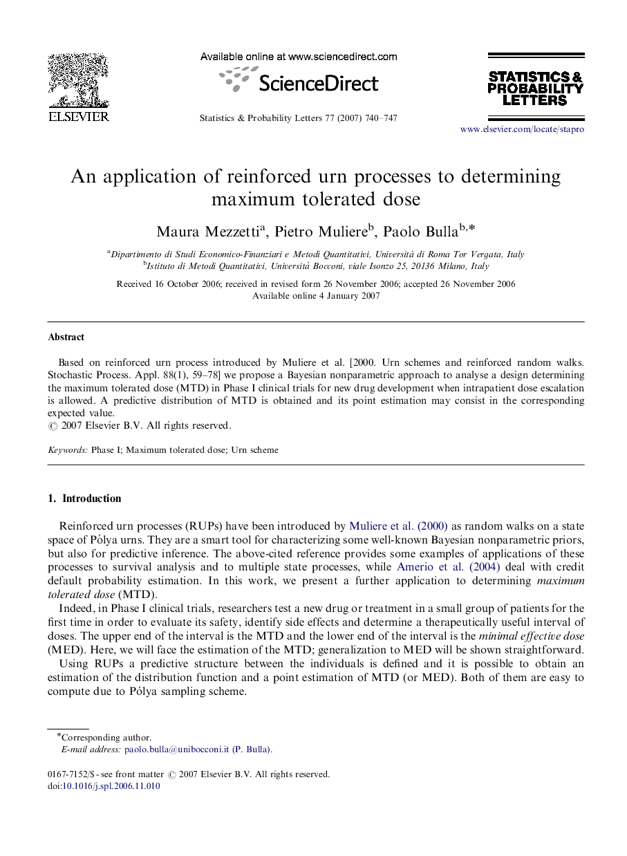 An application of reinforced urn processes to determining maximum tolerated dose