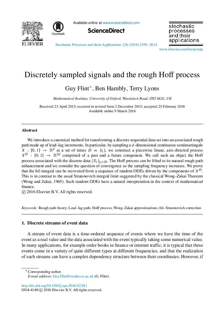 Discretely sampled signals and the rough Hoff process