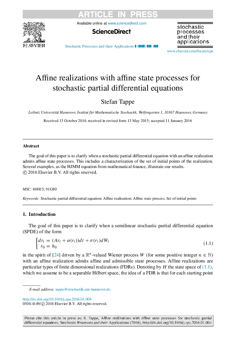 Affine realizations with affine state processes for stochastic partial differential equations