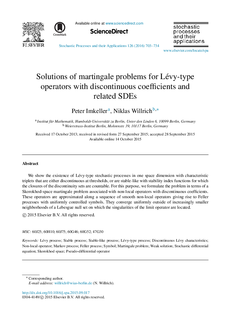Solutions of martingale problems for Lévy-type operators with discontinuous coefficients and related SDEs