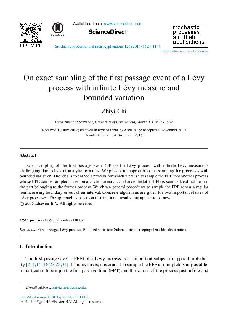 On exact sampling of the first passage event of a Lévy process with infinite Lévy measure and bounded variation