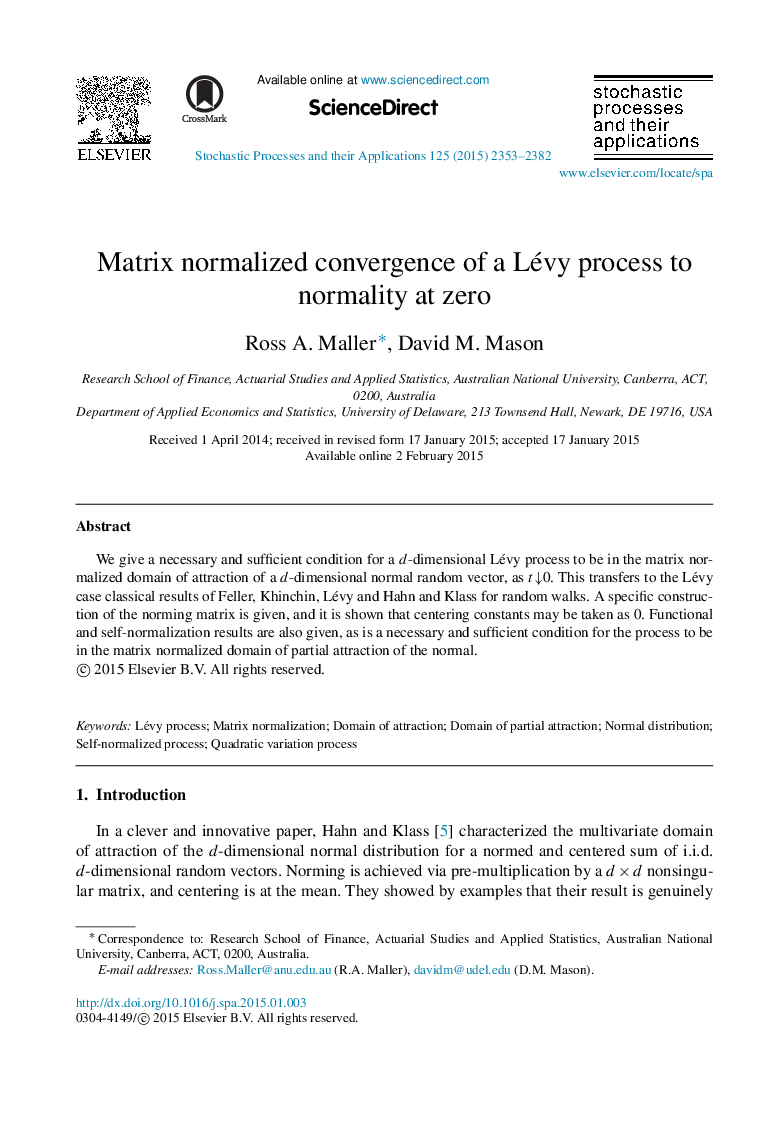 Matrix normalized convergence of a Lévy process to normality at zero