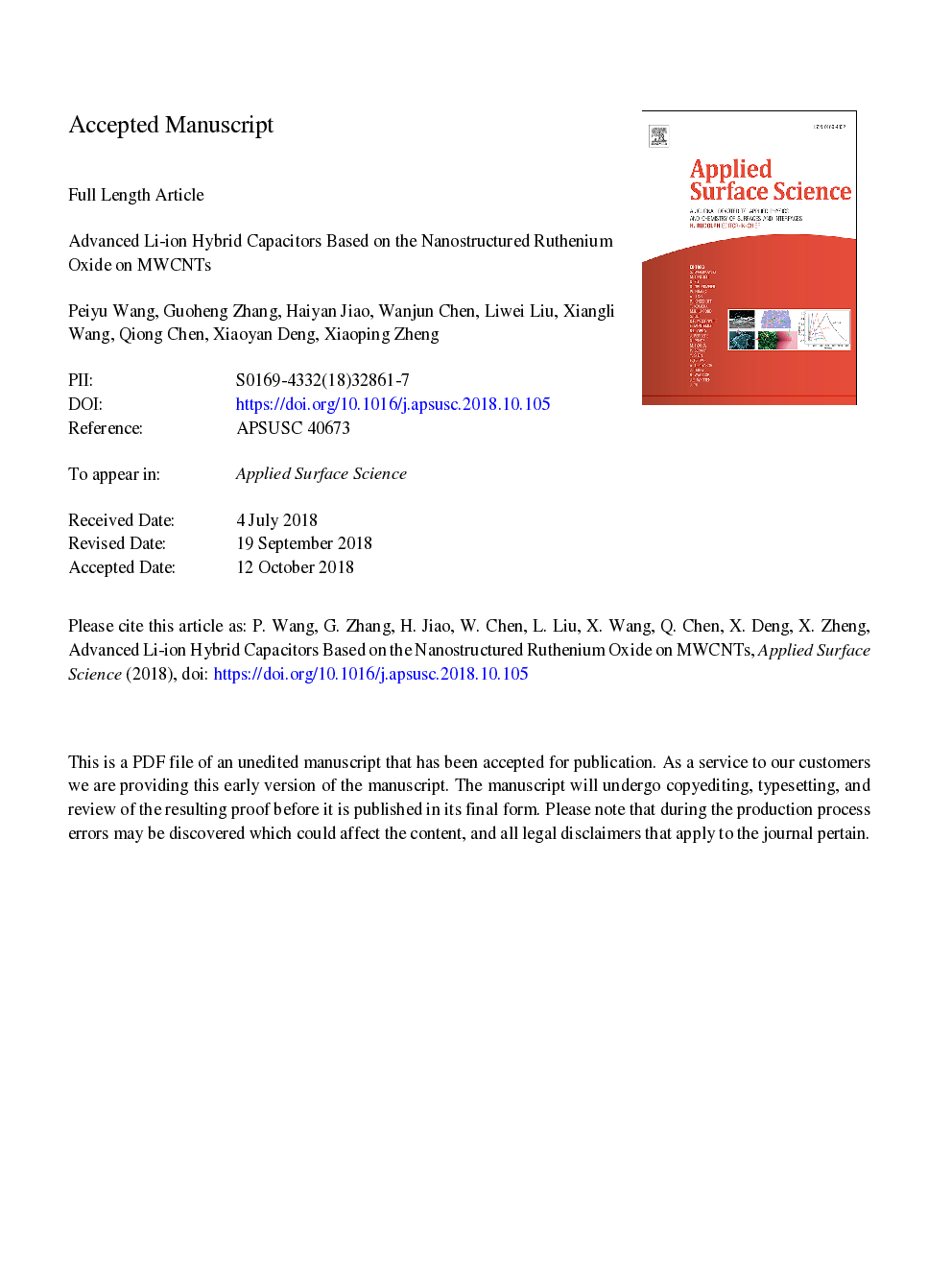 Advanced Li-ion hybrid capacitors based on the nanostructured ruthenium oxide on MWCNTs