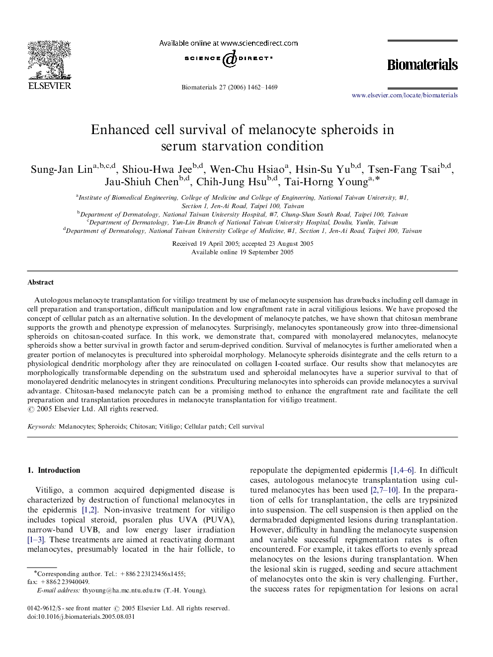 Enhanced cell survival of melanocyte spheroids in serum starvation condition