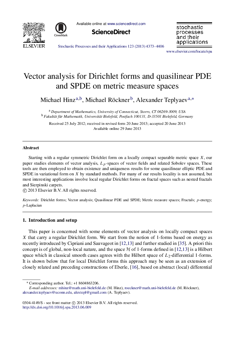 Vector analysis for Dirichlet forms and quasilinear PDE and SPDE on metric measure spaces