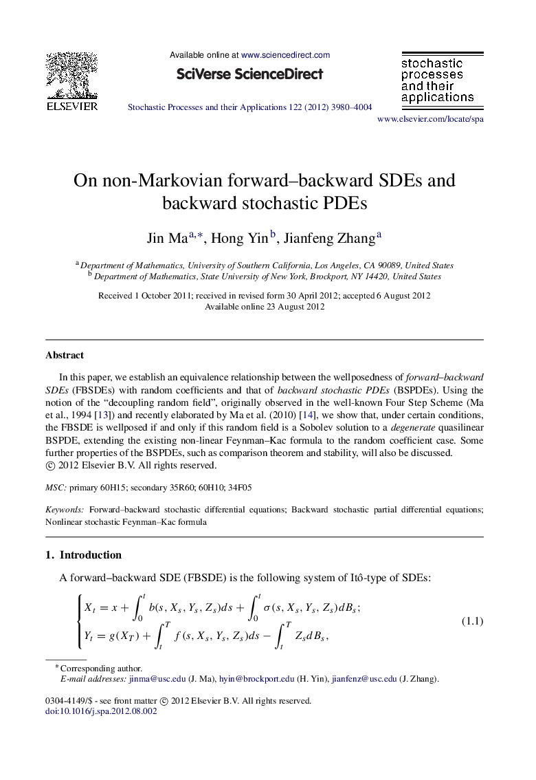 On non-Markovian forward–backward SDEs and backward stochastic PDEs