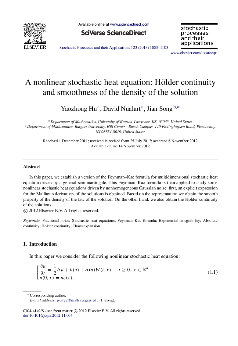 A nonlinear stochastic heat equation: Hölder continuity and smoothness of the density of the solution