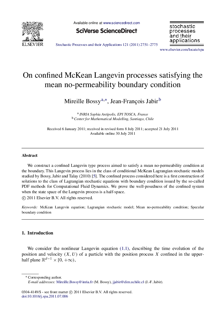 On confined McKean Langevin processes satisfying the mean no-permeability boundary condition