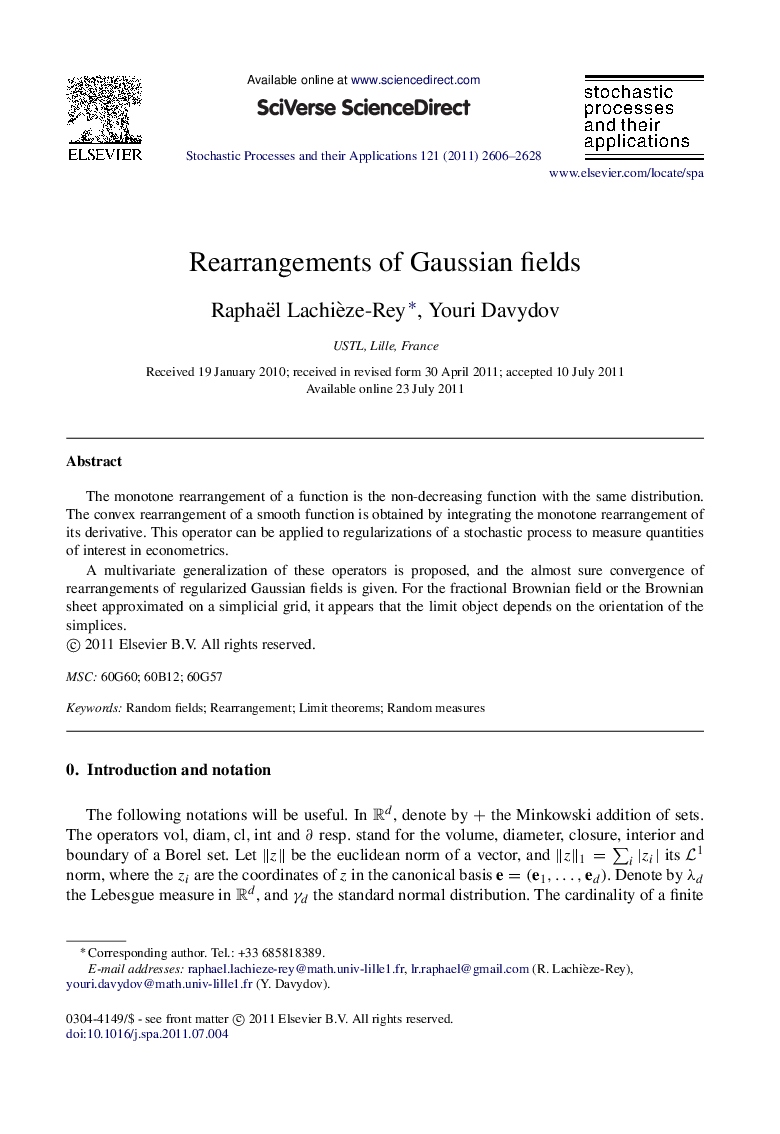 Rearrangements of Gaussian fields