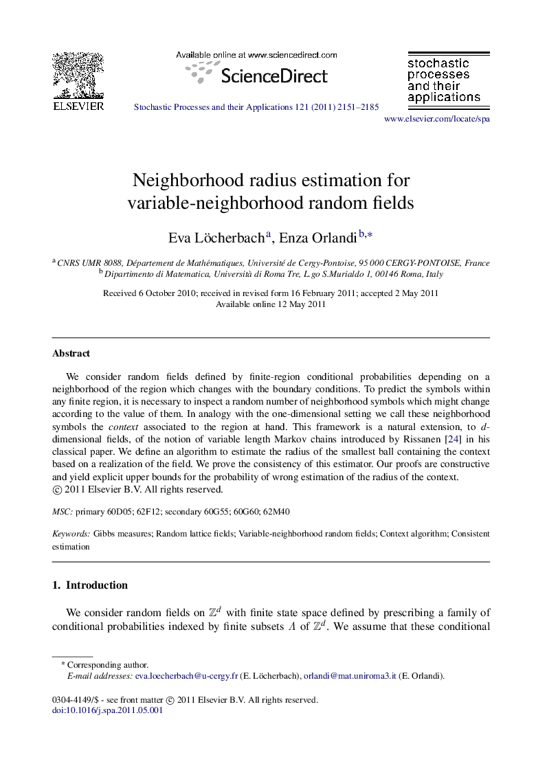 Neighborhood radius estimation for variable-neighborhood random fields