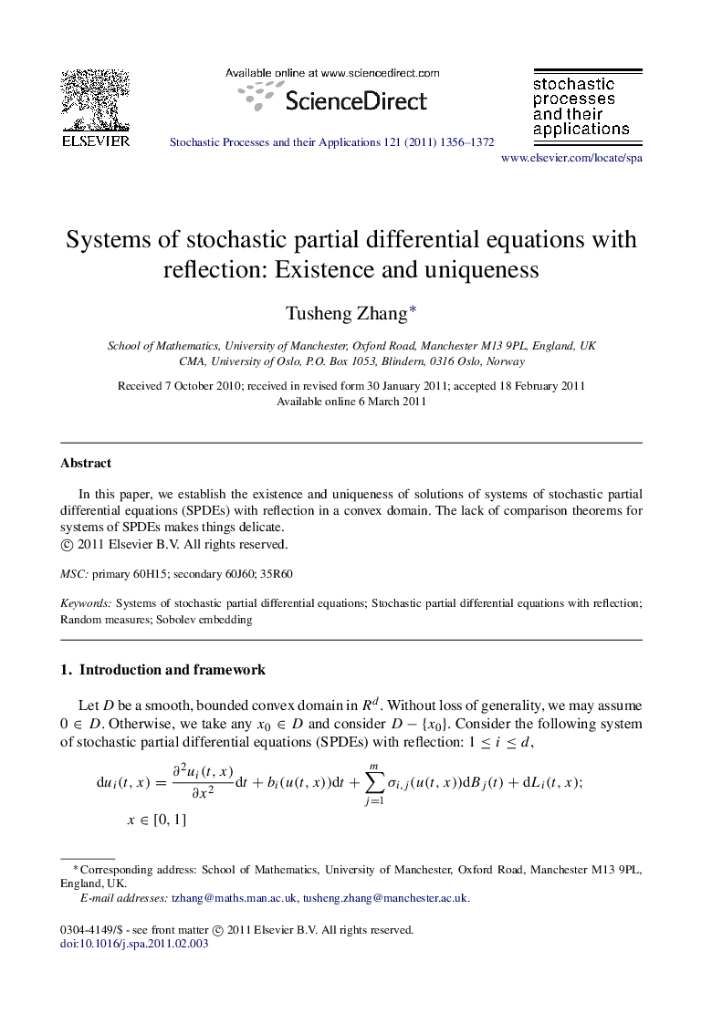 Systems of stochastic partial differential equations with reflection: Existence and uniqueness