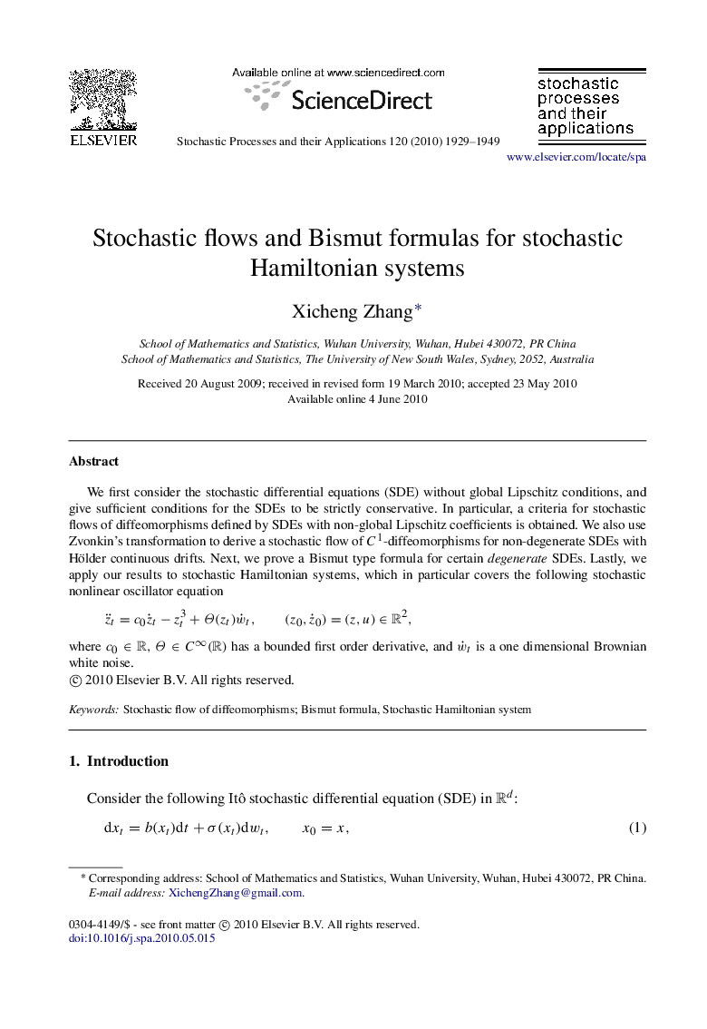 Stochastic flows and Bismut formulas for stochastic Hamiltonian systems