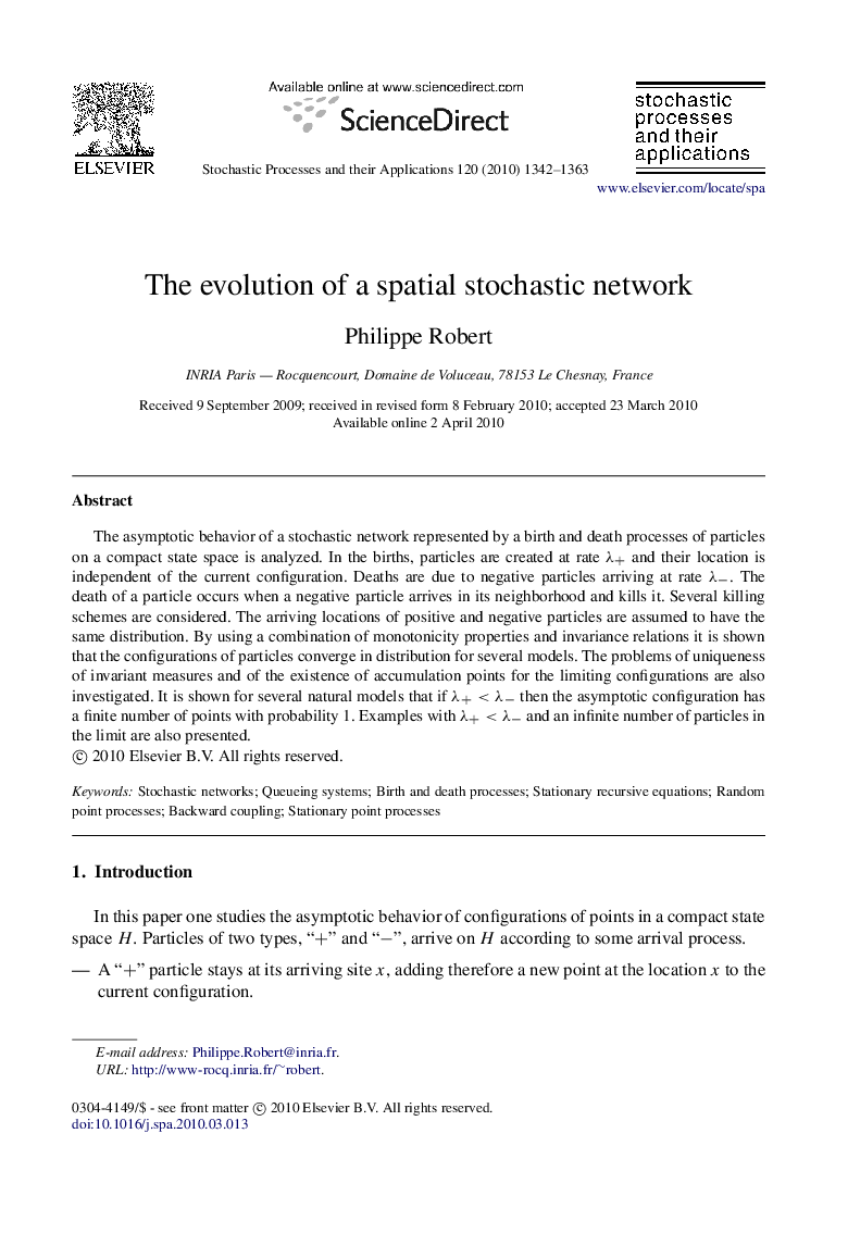 The evolution of a spatial stochastic network