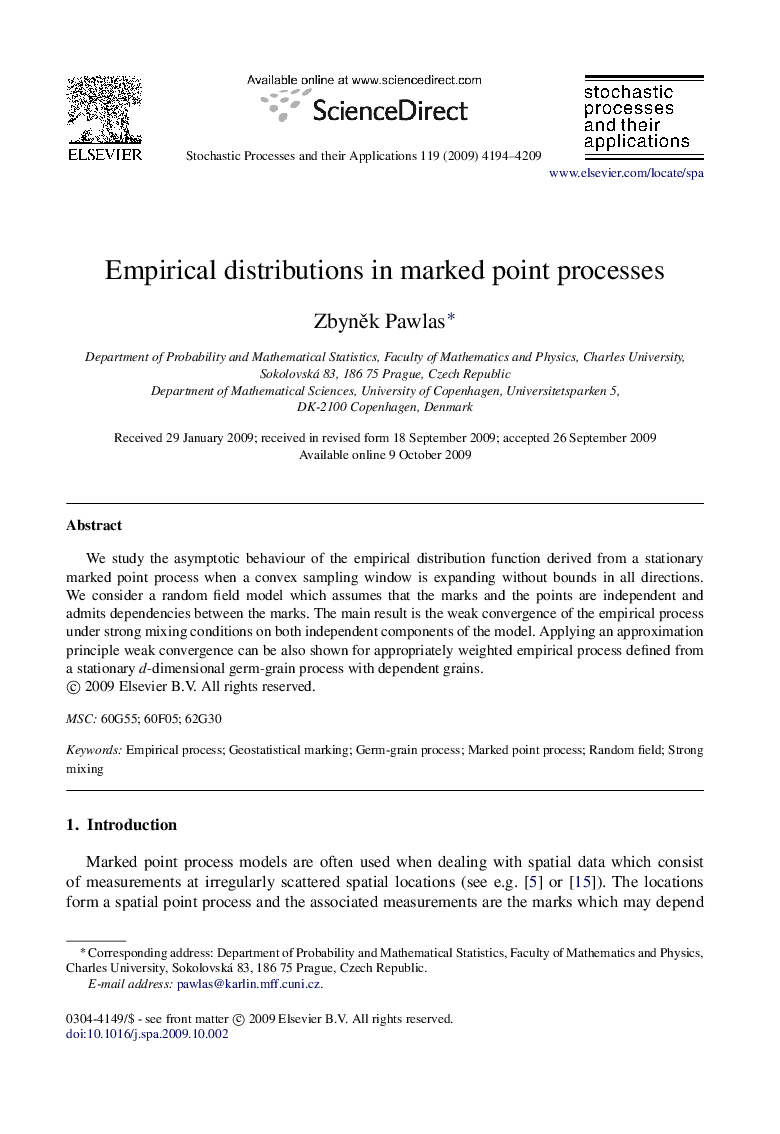 Empirical distributions in marked point processes