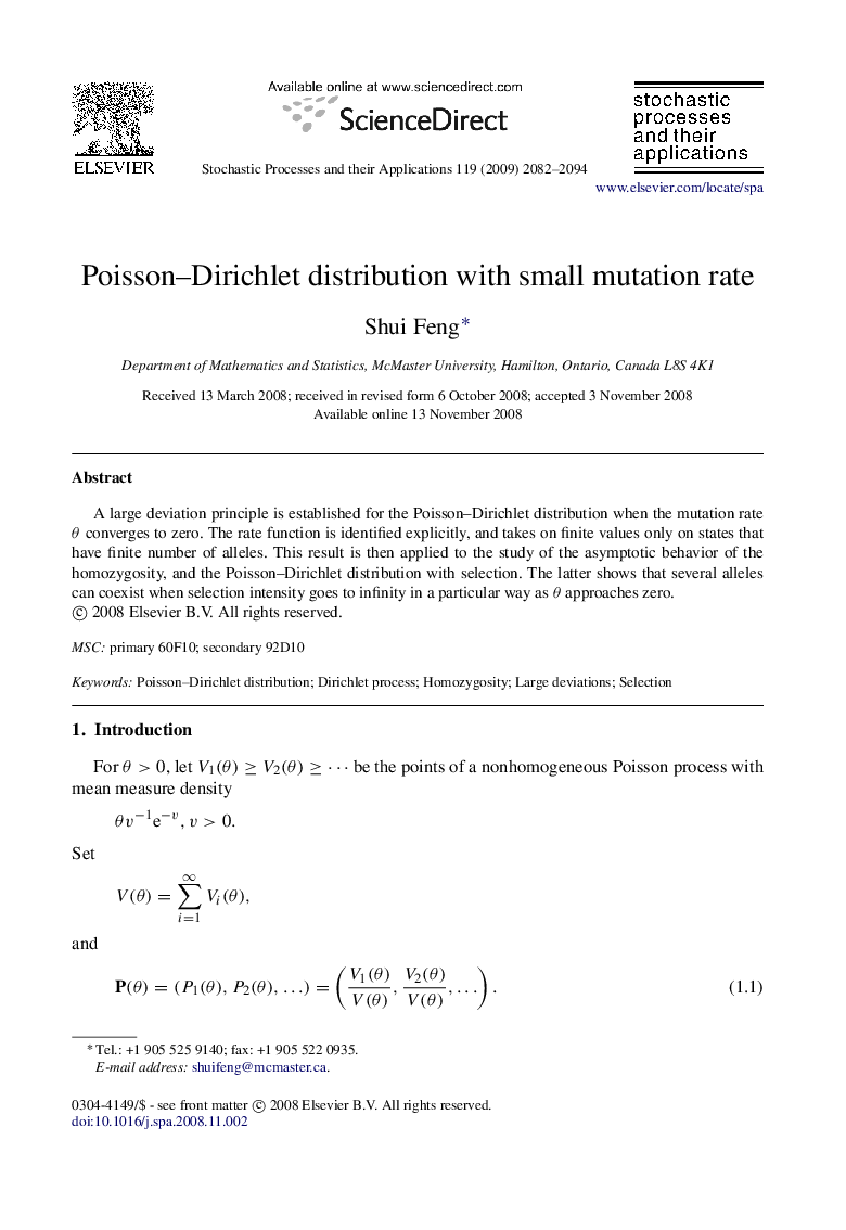 Poisson–Dirichlet distribution with small mutation rate