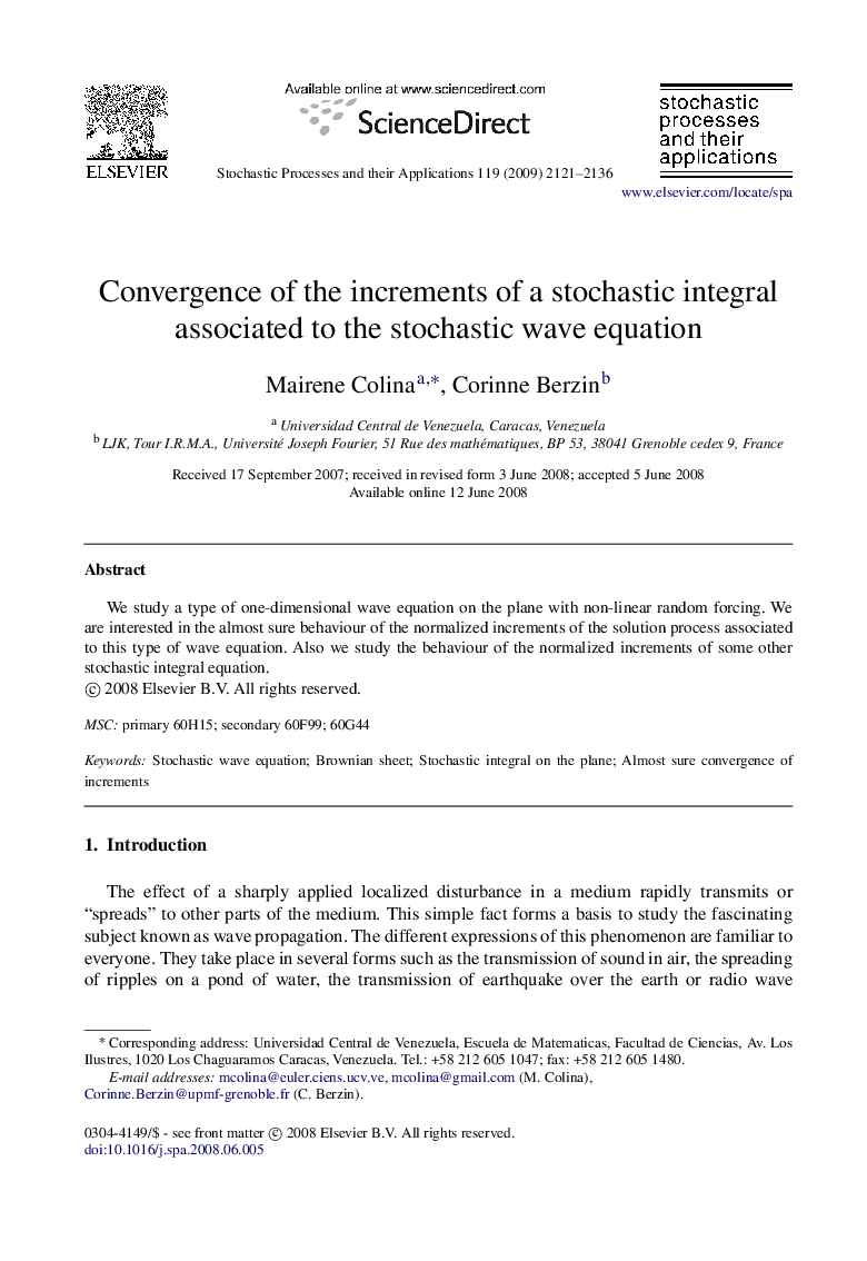 Convergence of the increments of a stochastic integral associated to the stochastic wave equation