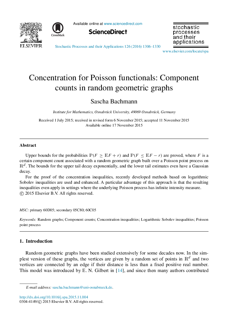 Concentration for Poisson functionals: Component counts in random geometric graphs