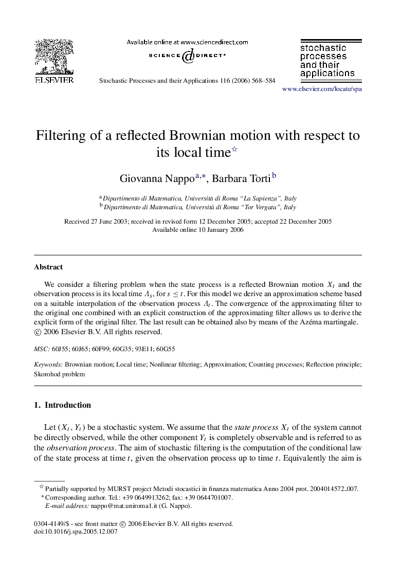 Filtering of a reflected Brownian motion with respect to its local time