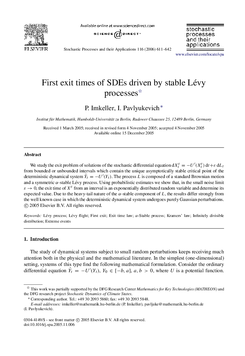 First exit times of SDEs driven by stable Lévy processes 