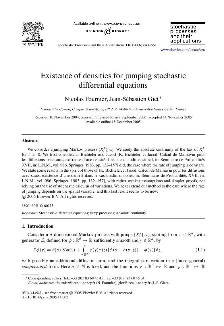 Existence of densities for jumping stochastic differential equations