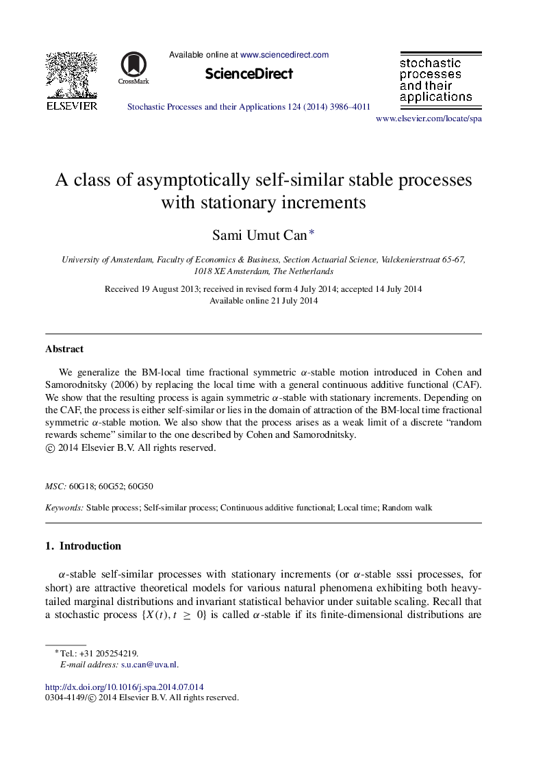 A class of asymptotically self-similar stable processes with stationary increments