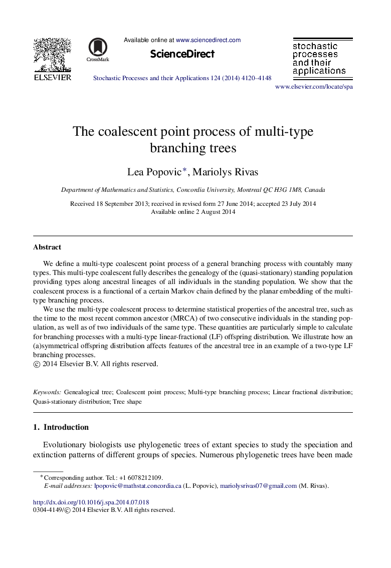 The coalescent point process of multi-type branching trees